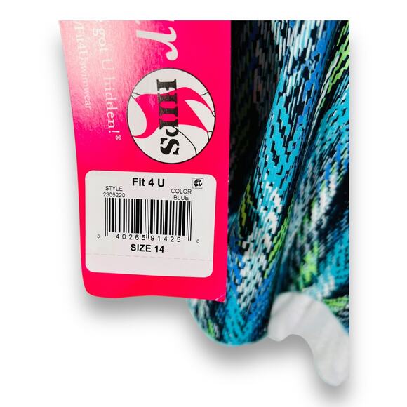 Fit 4 U Tankini Top Lexi High Neck Flared Resort Beachcore Blue 14 - Picture 5 of 6